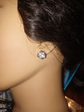 White & Gray Pearl Cluster Earring With Clear Crystal Accents